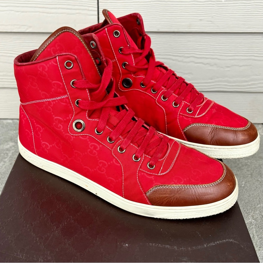 Gucci GG Rare Red Brown Guccisima High Tops🔥 - Picture 2 of 9